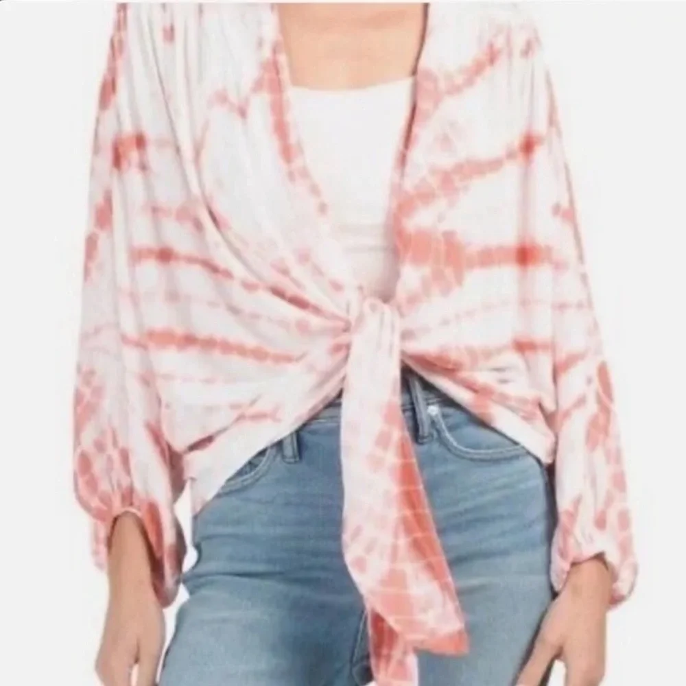 NWT • Young Fabulous & Broke Tie-Dye Tie-Front Carmen Top • Women’s Medium